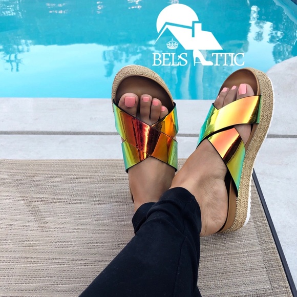 FINAL PRICE ♥️Holographic Neon Orange Sandals - Picture 6 of 8